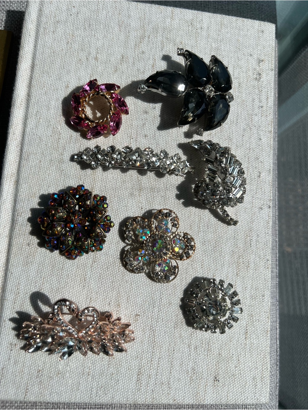Assorted Women's Rhinestone Brooch Set - Pink, Black, Gold, Silver Tone - Picture 2 of 15